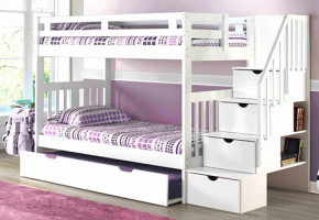 Bunk Beds Children S Bedroom, Naples Twin Over Full Bunk Bed With Steps And Lower Storage Drawers